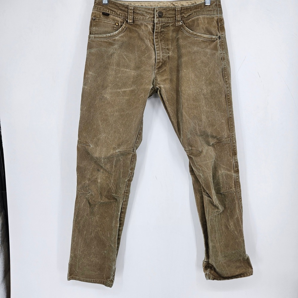 Kuhl Pants Mens Sz 33x32 Cargo Utility Hiking Outdoors Rydr Tan Khaki Distressed